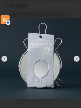 Table Or Wall Mirror with Silver Frame - Compact Stand Mirror